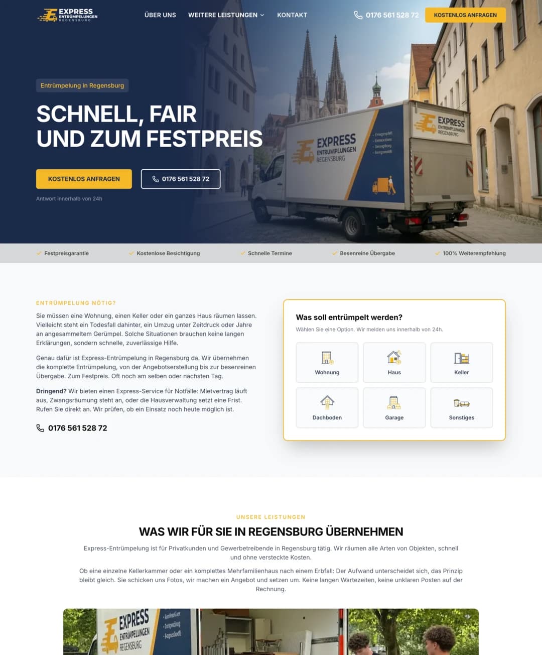 Express Entrümpelung, Webdesign + SEO | uncamino Referenz