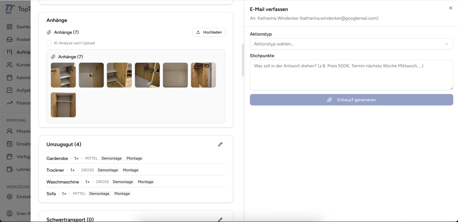 TopTrans Dispo Software Dashboard